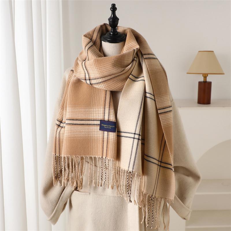 

Luxury Plaid Scarf Winter Warm Cashmere Women Long Bandana Pashmina Female Scarves Tassel Shawl And Wraps Design Foulard 53x200 cm