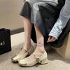 Round head Mary Jane shoes women's new spring and summer with skirt thick heel light mouth middle heel fairy single shoes