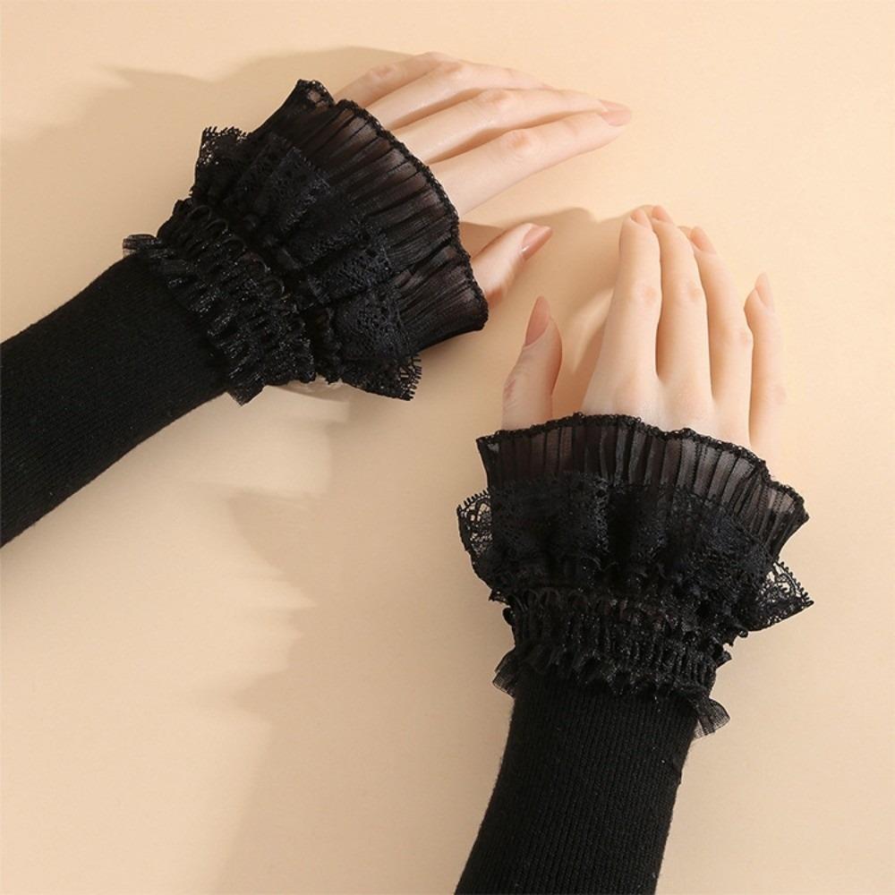 

Knitted Lace Lace Sleeves Lace Ruffles Wrist Cuffs Vintage Lolita Cuffs for Women
