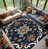Luxury European Baroque Pattern Carpet Mat Rug Home Decor Vintage Floral Floor Area Rug Living Room Bedroom Elegant Dark Gold
