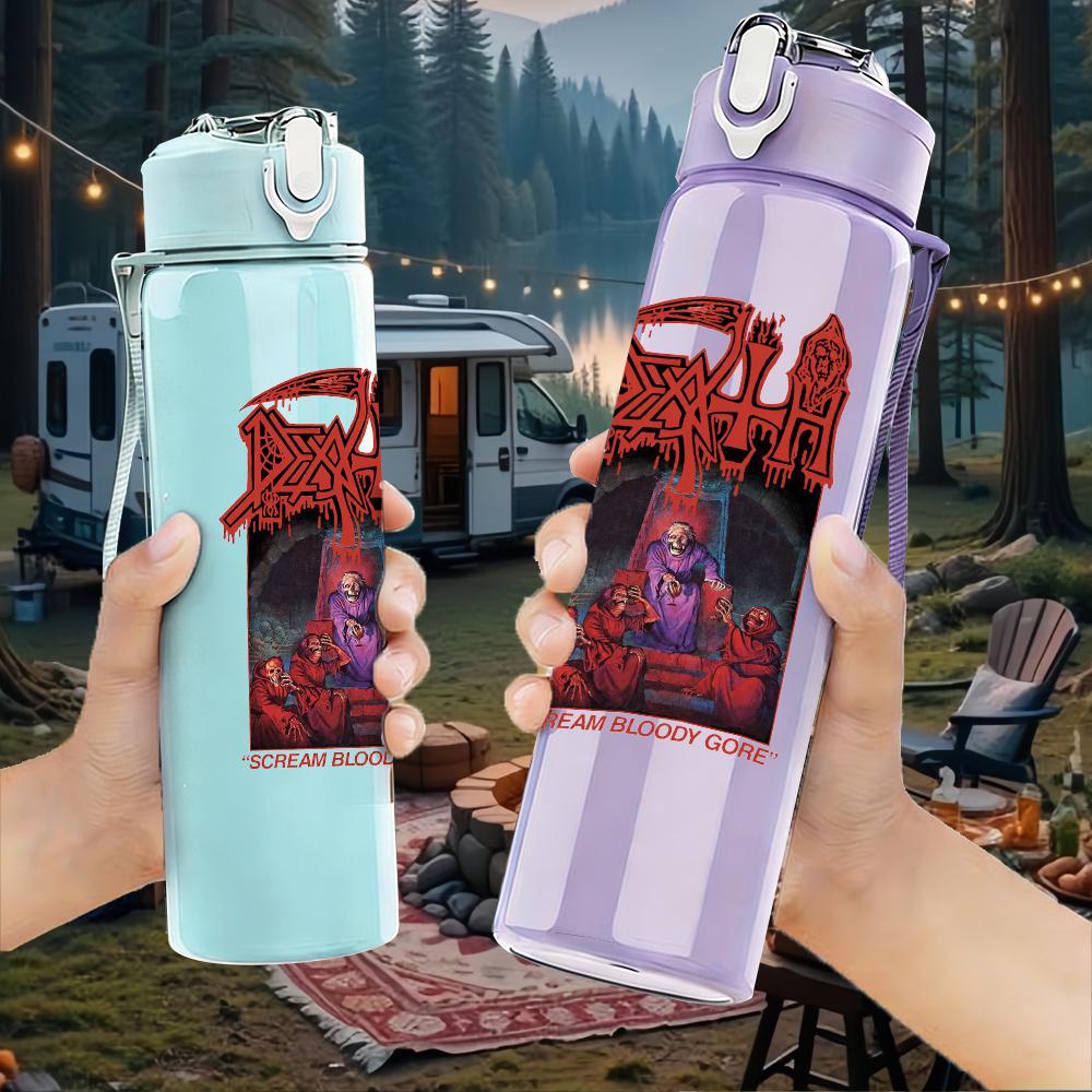 1PC Red Horror Band Vintage Poster Print 750ml Portable Sports Water Bottle Leakproof Gym Outdoor Travel Drink Cup
