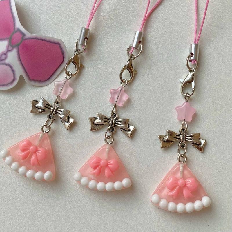 Sweet Bowknot Cake Phone Chain Elegant Bowknot Cake Phone Chain Stylish Phone Accessory for Purses and Wallets