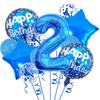 32-inch Blue Digital Foil Balloon Set for 1st Birthday Party Decoration