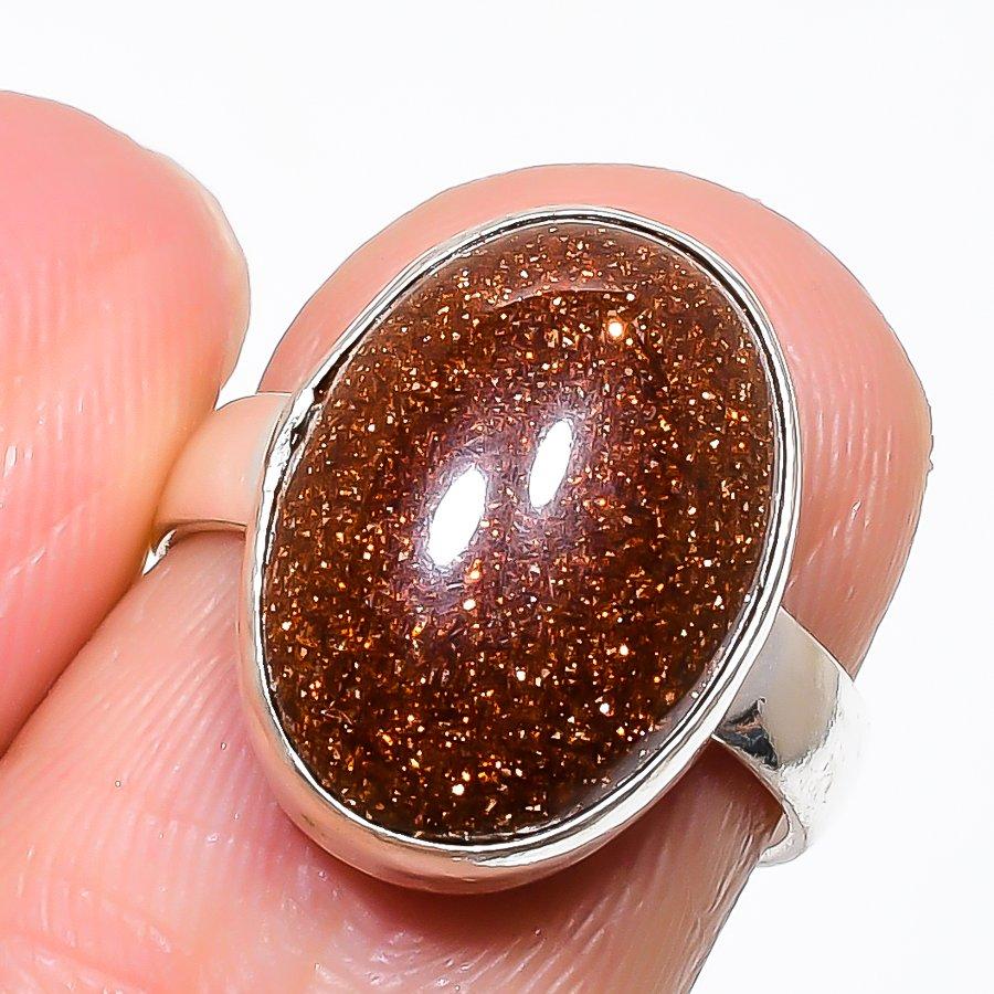 Red Sunstone Gemstone 925 Sterling Silver Jewelry Ring Size Adjustable KJ-550