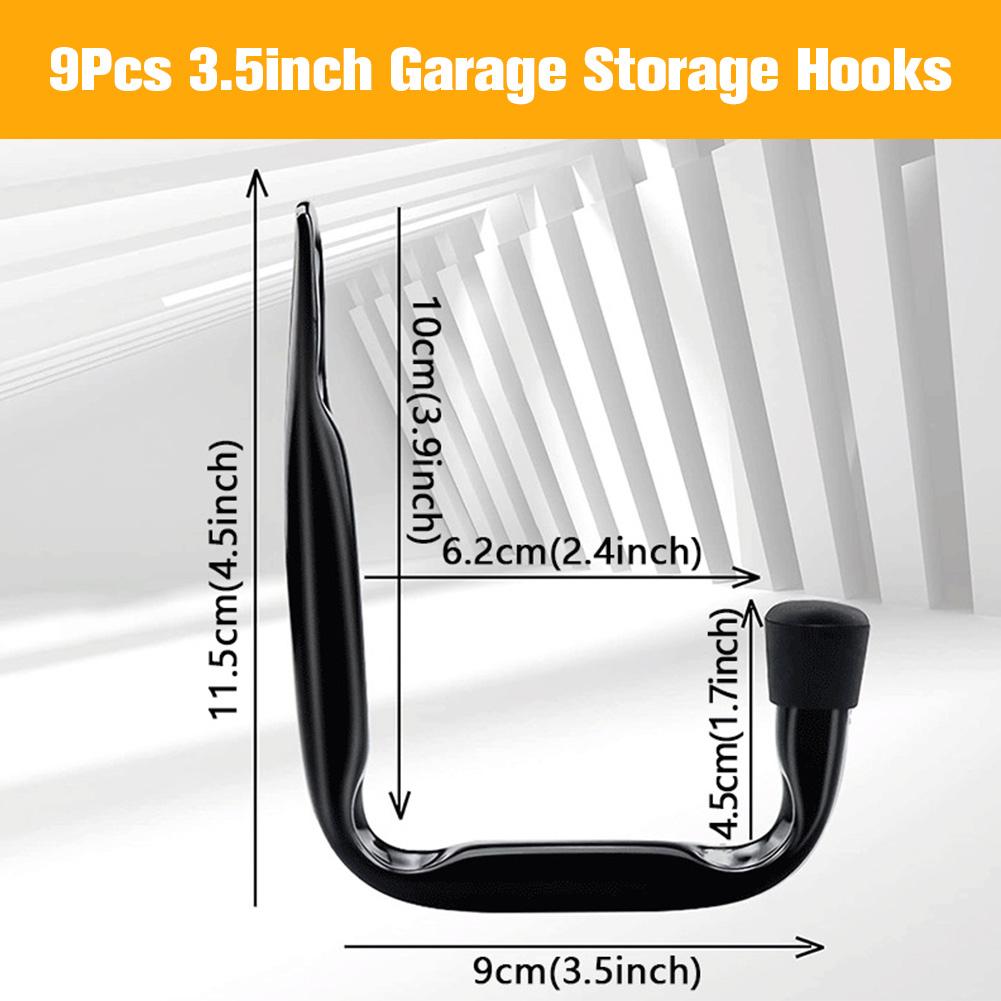 9PC Garage Hook Heavy Duty Wall Mount Hook Hanging Wall Mount Hanger for Ladder Extension Garden Tool
