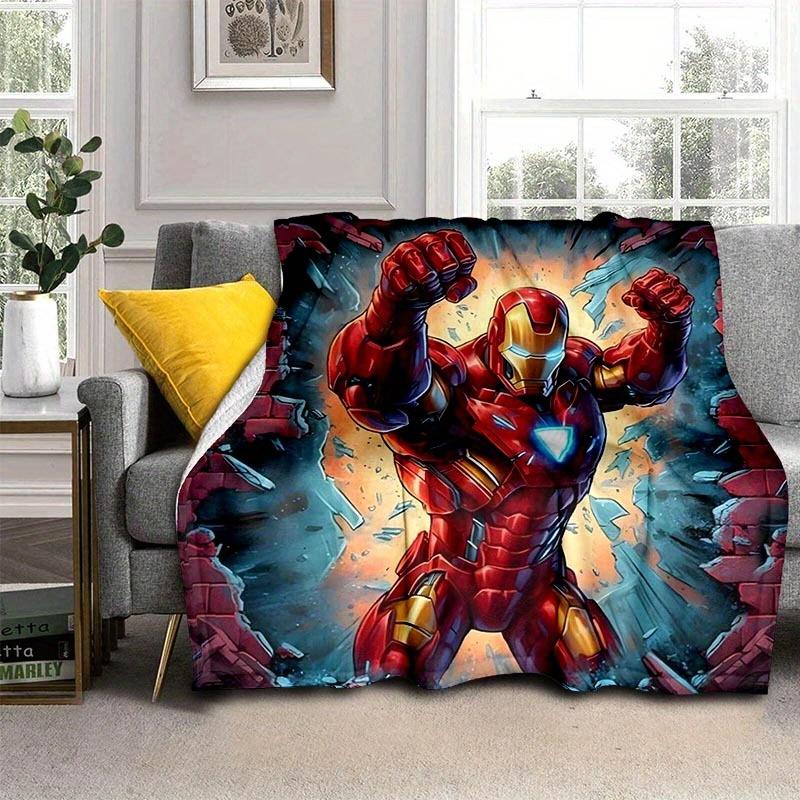 1pc Iron Man Printing Blanket - Soft, All-Season Throw for Living Room, Bedroom,Personalized Gift with Adorable Cartoon Design