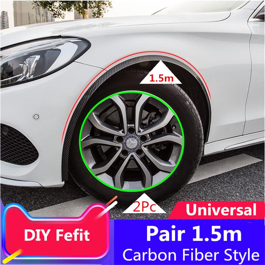 2 Pcs 150cm Carbon Fiber Color Car Fender Flare Eyebrow Protection Trim Strip