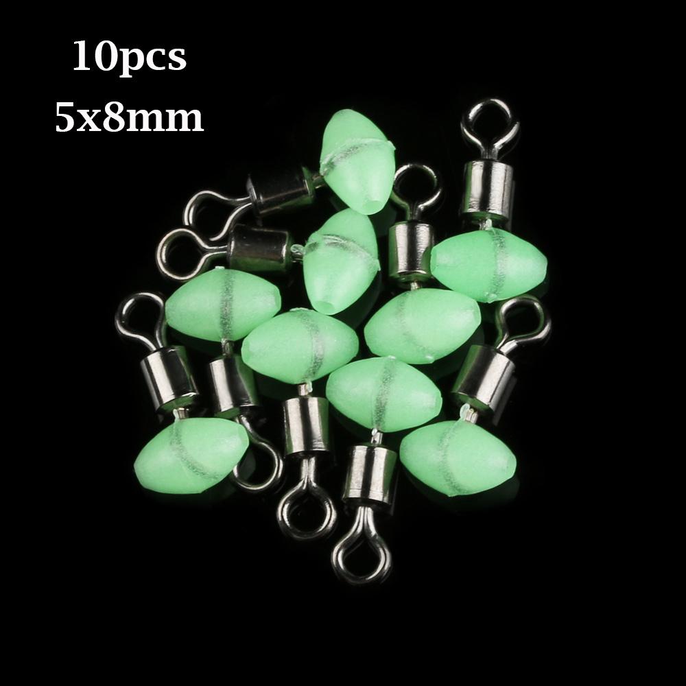 10Pcs/Bag Cross-Line Swivels Slider Beads T Shape Pulley Slide Rig Connector Luminous Green Saltwater Fishing Terminal Tackle