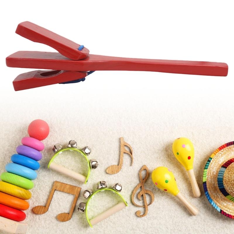 Wooden Clapper Castanets Musical Instrument Educational Percussion Rhythm Castanets Musical Clap Board for Kids Adults