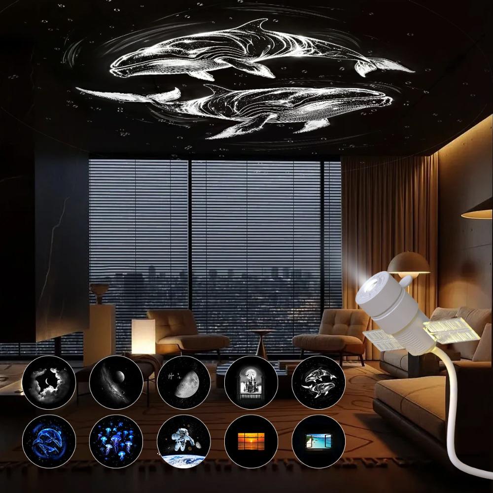 360 Degree Rotation Night Light Adjustable Focus Satellite Projector Nighttime Use