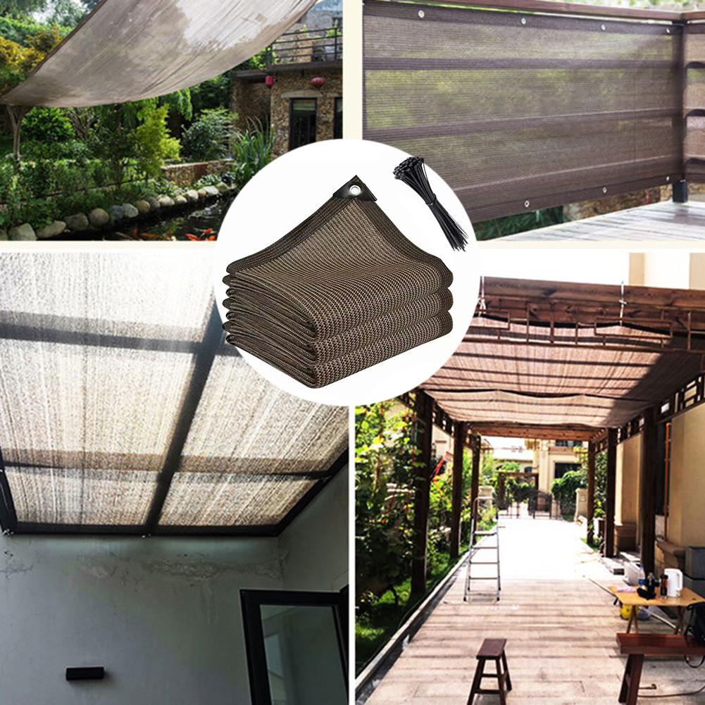 Brown Shade Net for Outdoor Balcony Garden UV Protection Water Drainage Reinforced Corners 1.2m 1.6m 1.5x5m with Ties