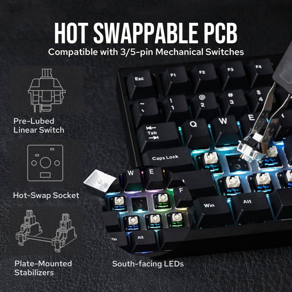 EPOMAKER P87 TKL Aluminum Wireless Gaming CNC Metal RGB Technical Standards Certification Zebra Keyboard, QMK/VIA Programmable, 87%