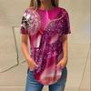Summer Round Neck 3D Mardi Gras Themed Print T-shirts Fashionable Casual Short Sleeved Women's T-shirts