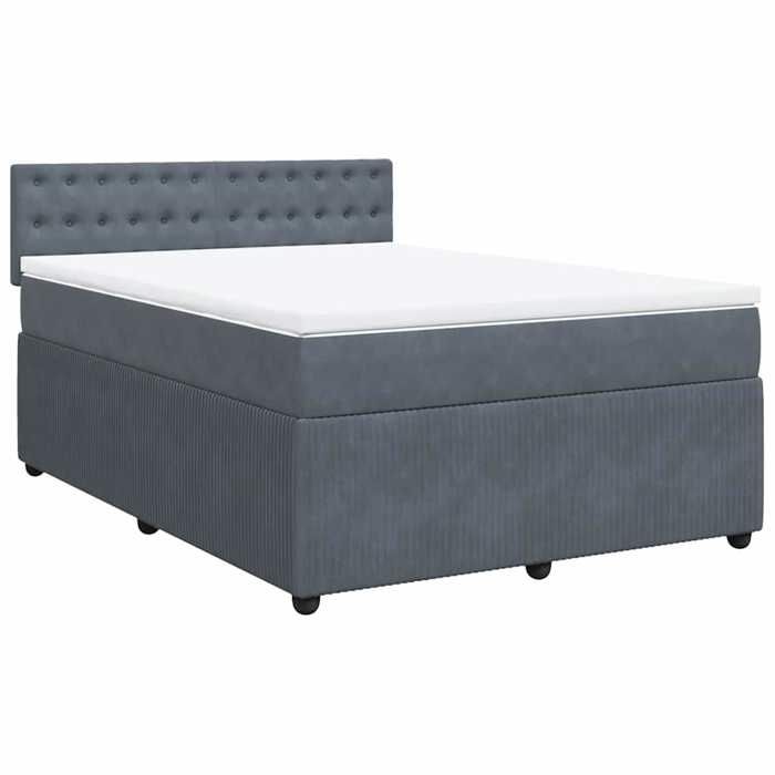 Maison Exclusive - Sommier à lattes de lit et matelas Gris foncé 160x200cm Velours