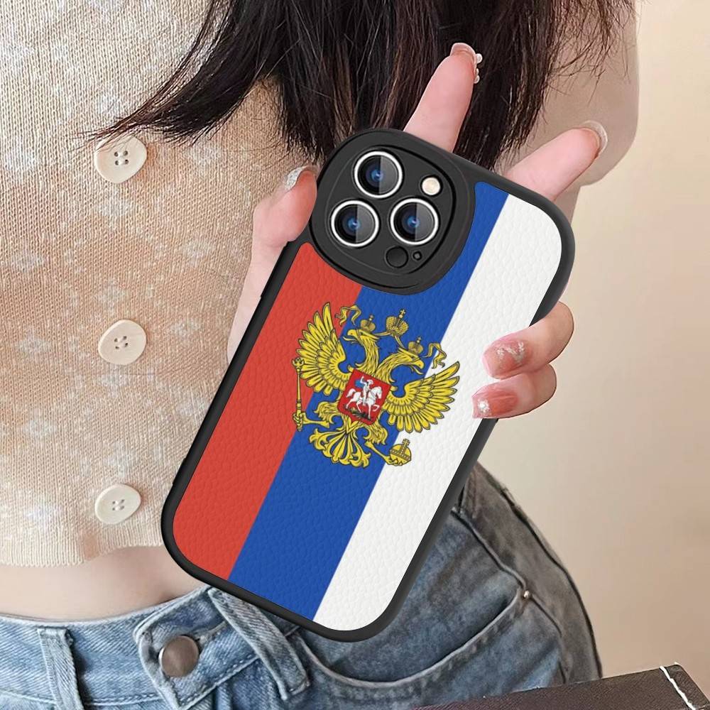 Russia Russian Flags Poccnr Emblem Phone Case For IPhone 16 15 14 13 12 11 Pro Max Plus 16E Soft Leather Cover