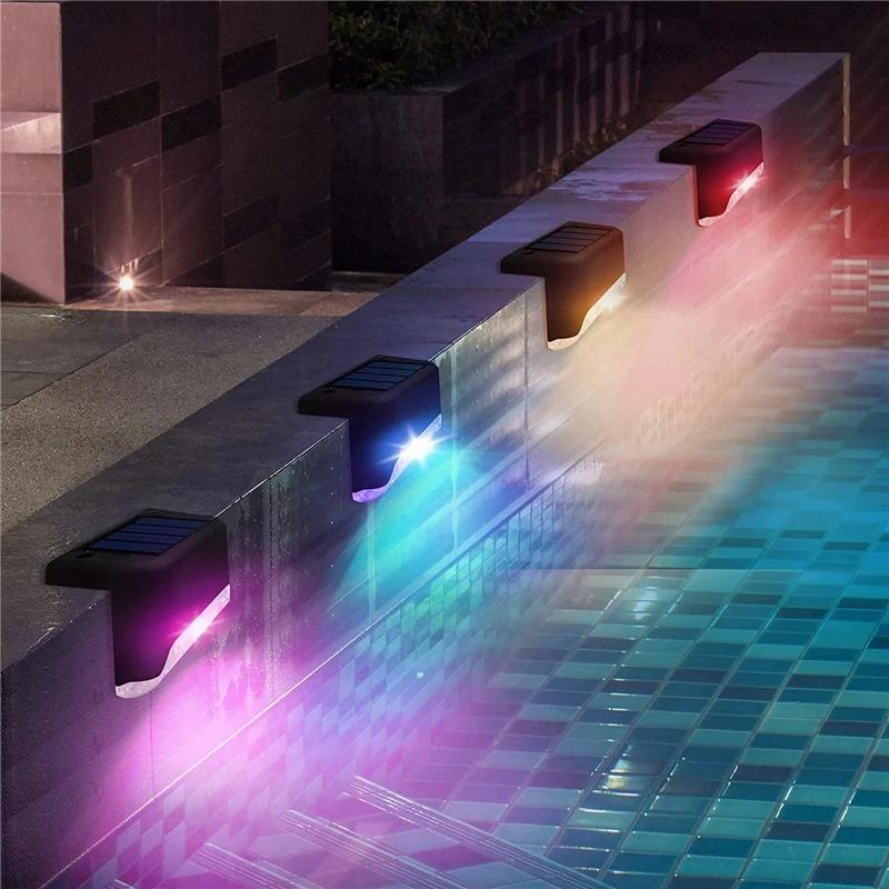 1/2/4PCS LED Solar Step Lamp Path Stair Outdoor Garden Lights Waterproof Balcony Light Decoration for Patio Stair Fence Light