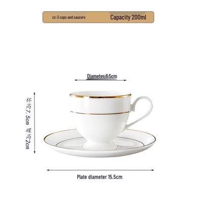 Shangqi Gold Rim Ceramic Coffee Cup and Saucer Set