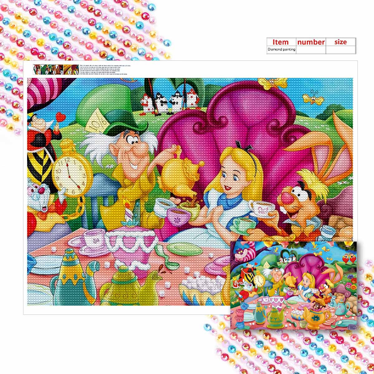 

Алмазная живопись своими руками Принцессы на званом ужине Набор для вышивания крестом Мозаичное искусство Алмазная живопись Полная выкладка Алмаз Украшение для дома Round 30x40cm