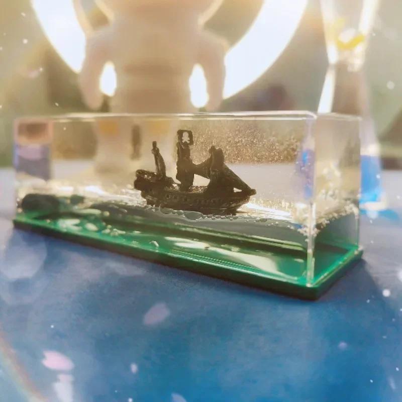 Ghost Ship Black Pearl Cruise Ship Fluid Liquid Drift Bottle Living Room Decoration Acrylic Gift One Piece Floating Boat Home