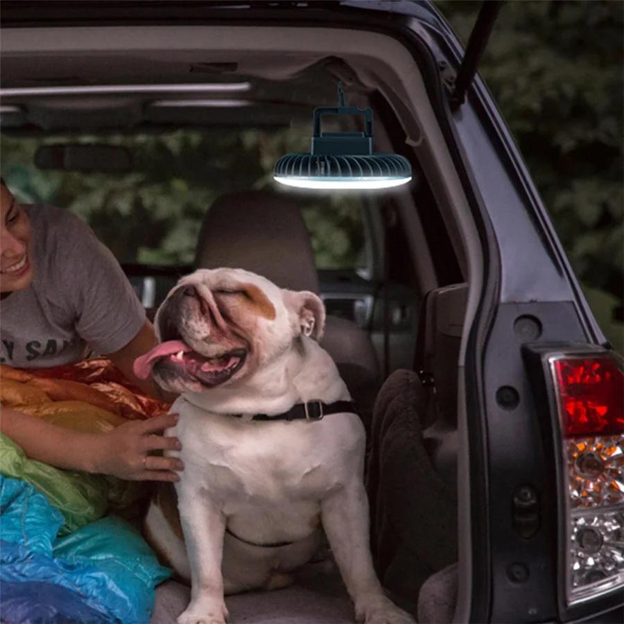 Multifunction Waterproof Rechargeable Fan Camping Light Outdoor Tent Lamp Fishing Hiking Fan Lamp Portable Emergency Night Light