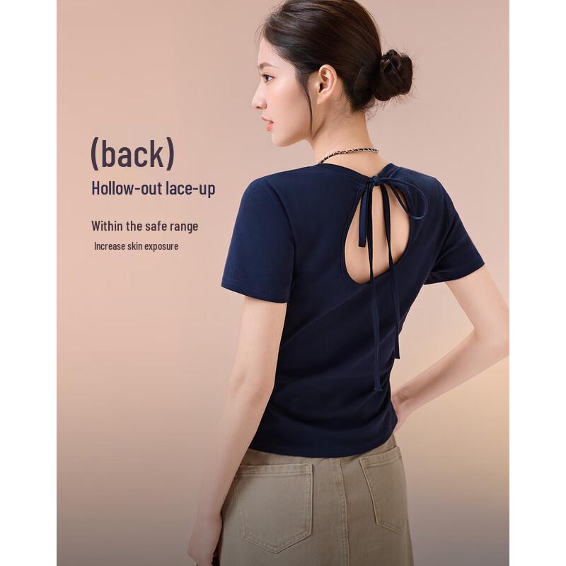 IEF Women's Printed Backless Slim Fit T-shirt