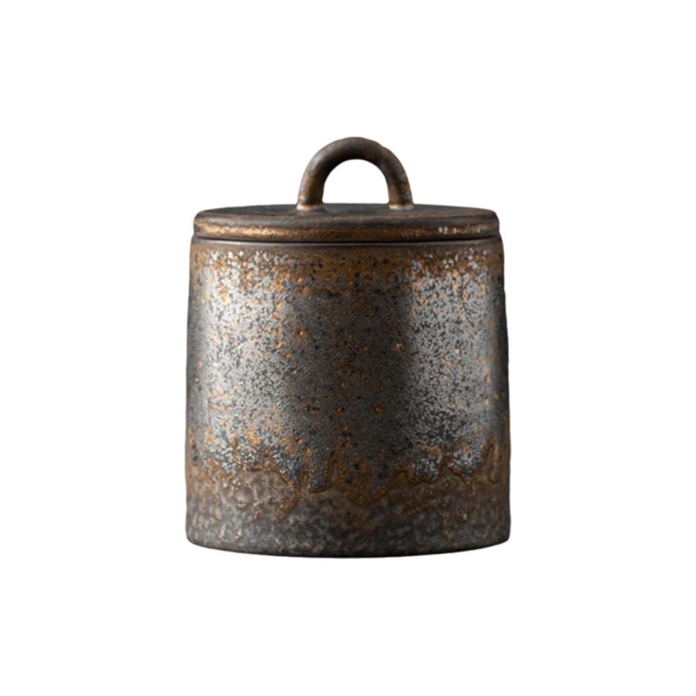 Kiln-change Glaze Vintage Ceramic Tea Jar Moisture-proof Tea Can Practical Food Container Candy