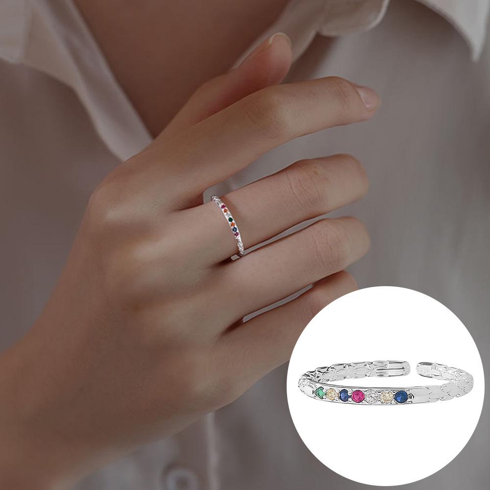 Exquisiter offener Goldring: Japanischer & Koreanischer Stil, Dünnes Band mit Diamanten besetzt, Stapelbarer & Eleganter Fingerschmuck
