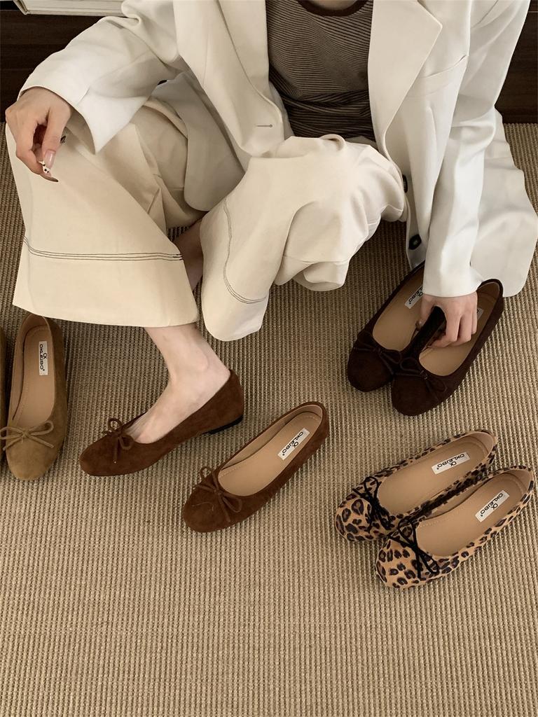 Französische Ballerinas Damen Herbst 2025 neue Ein-Pedal-Damenschuhe Abendbrise sanfte Schuhe