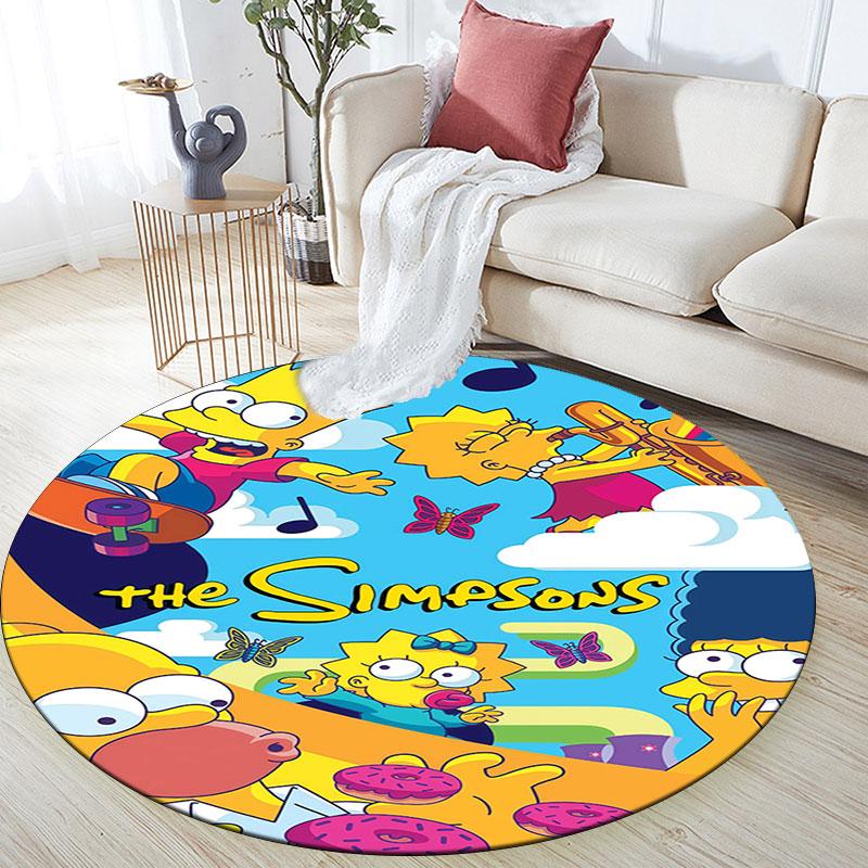 The Simpsons Poster pattern round rug,Carpet Rug for Living Room Bedroom Playroom ,Non-slip Floor Mat,Holiday Gifts and Birthday Gifts.