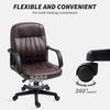 Swivel Executive Chair PU Leather Computer Desk Chair, Dark Brown