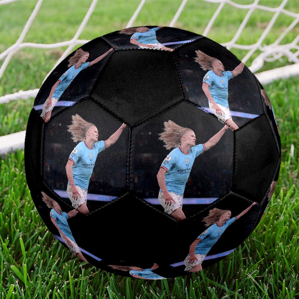 Erling Haaland Indoor Soccer Ball Colorful Machine Stitched PVC Size 5 Team Training Competition Ready Durable High-Bounce Cool Sports Gift