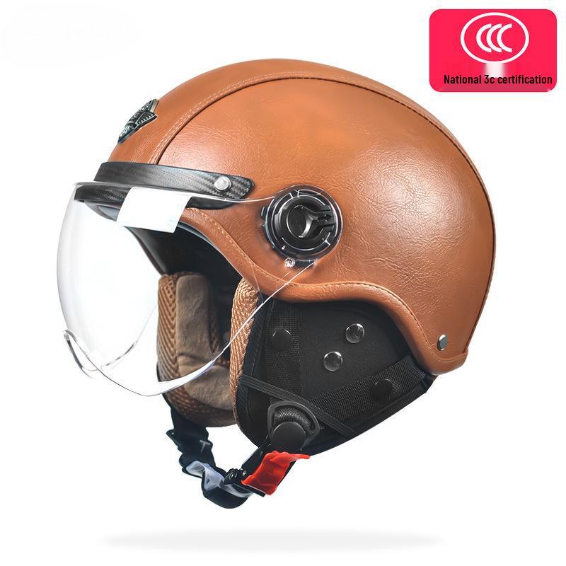 Men's & Women's Retro Electric Motorcycle Helmet - Universal Four-Season Half Helmet