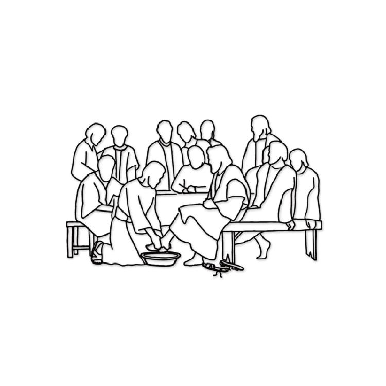 

Creative Easter Jesus Foot Washing Scene Decoration Metal Iron Wall Art Crafts 1