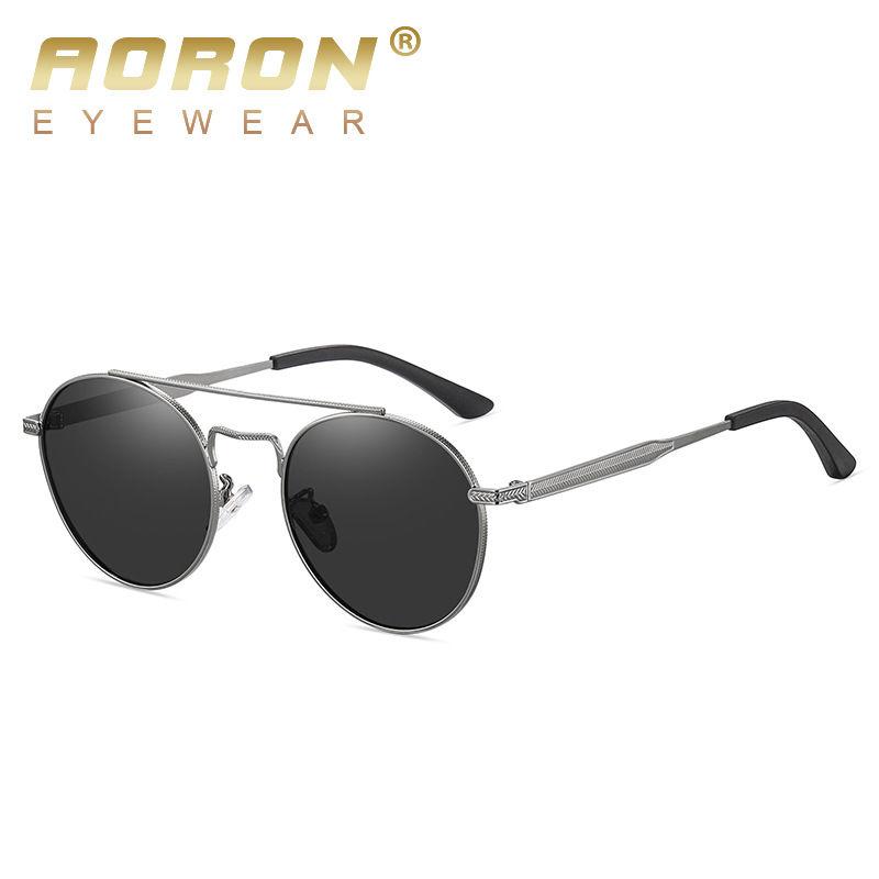 AORON Round Metal Frame Photochromic Polarized Sunglasses for Men Women Sports Fishing Anti Glare UV400 Glasses