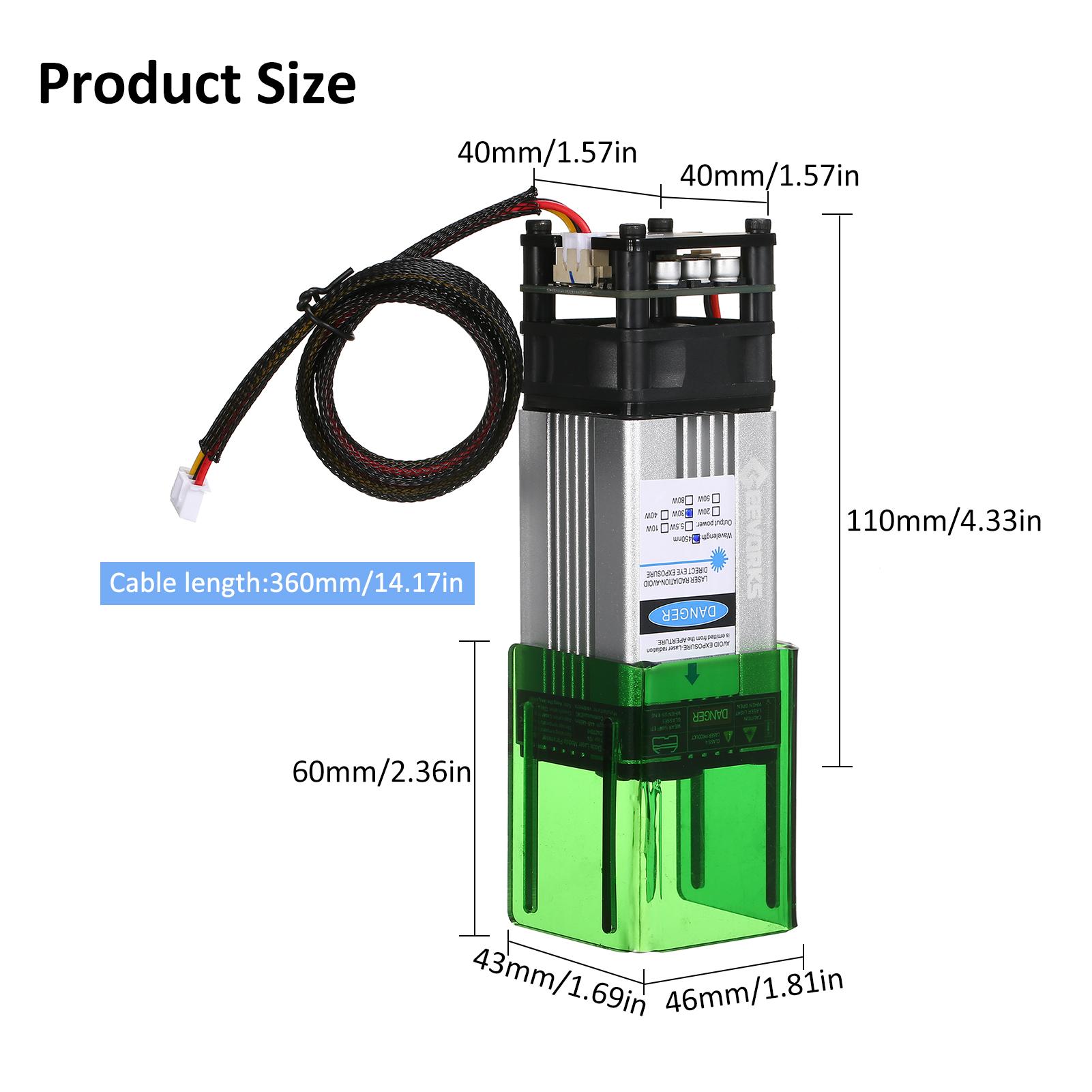 450nm 5.5W   Module avec Couvercle protecteur     Longueur   Tête de Gravure Haute Vitesse   Fraiseuse Graveur Imprimante 3D Fraiseuse CNC Lase