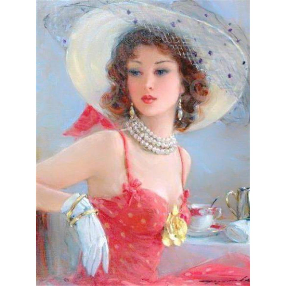 

5D DIY Алмазная картина Портрет Красота Набор для вышивки крестом Полный круглый алмазная вышивка Мозаика Искусство Домашнее украшение Картина Full Round 20x30CM