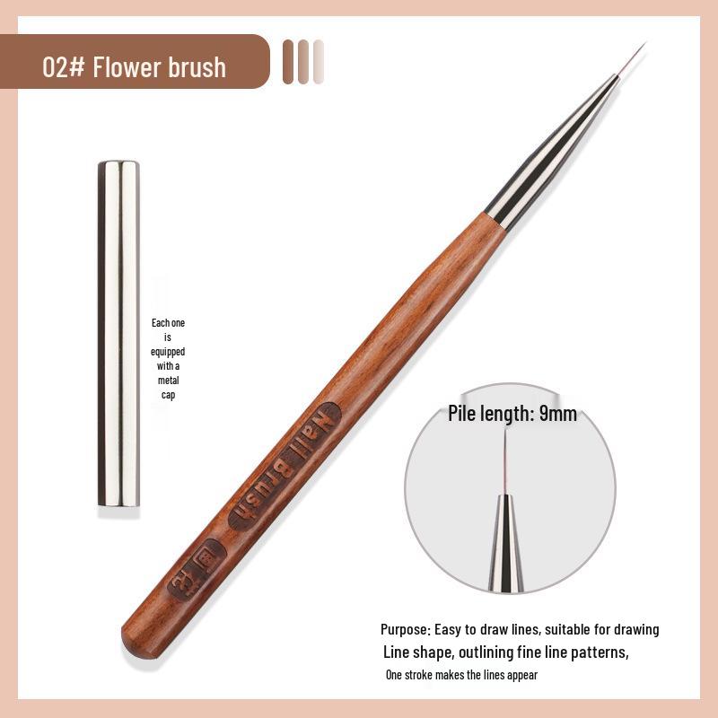 Sandalwood Nail Art Brush Set - Imitation Squirrel Hair with Pen Holder for Liner and Gel Painting