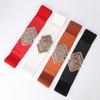 Belt Fashion Women's Retro Carved Band-button Waist Clothes Dress Decorated Elastic Elastic Wide Belt
