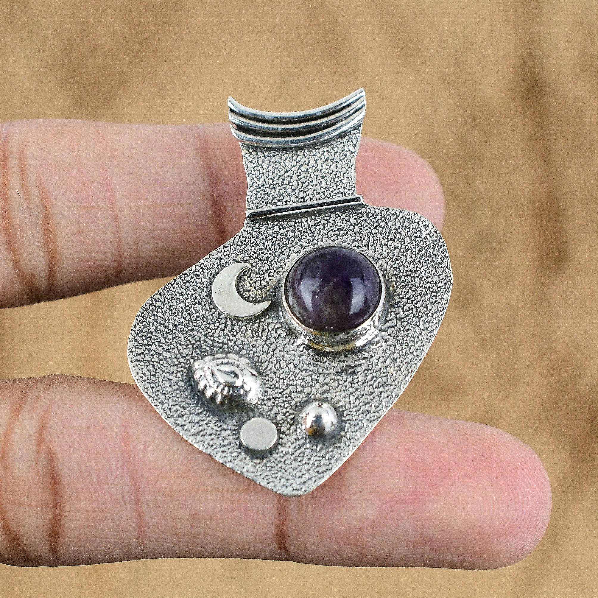 

Natural African Amethyst Gemstone Pendant 925 Sterling Silver Jewelry For Women