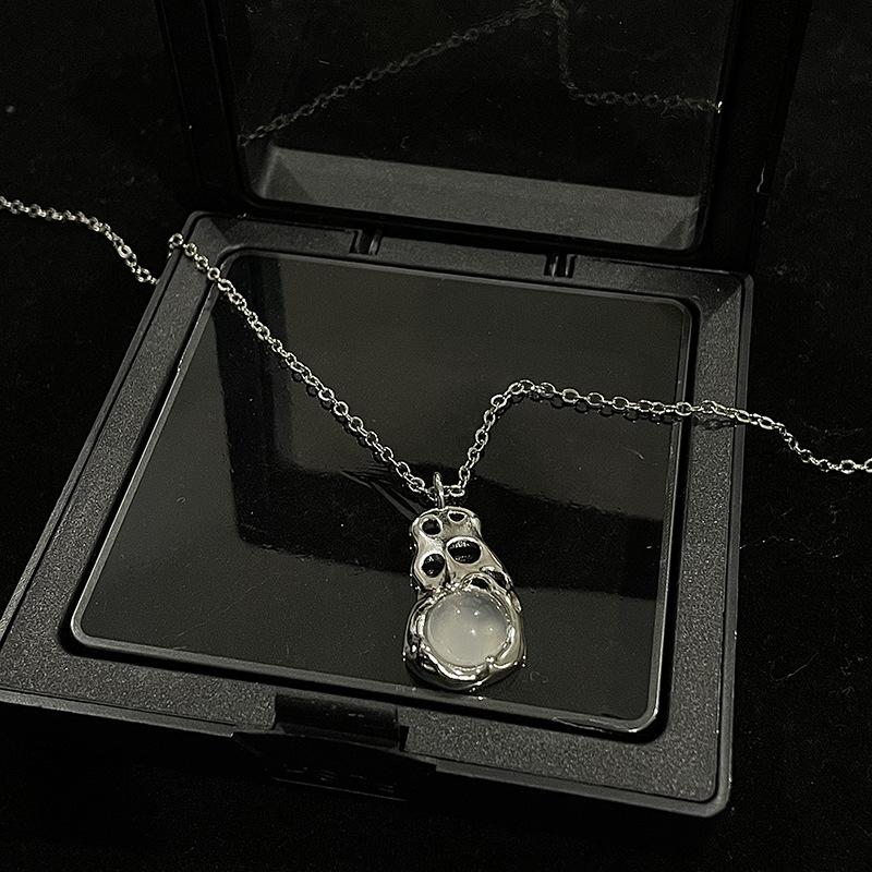 Zestaw Opalowy o Niszowym Designie, Otwierany Pierścionek w Stylu Cold Wind, Spersonalizowany Prosty Naszyjnik, Wysokiej Klasy Kolczyki Sztyfty Dla Kobiet