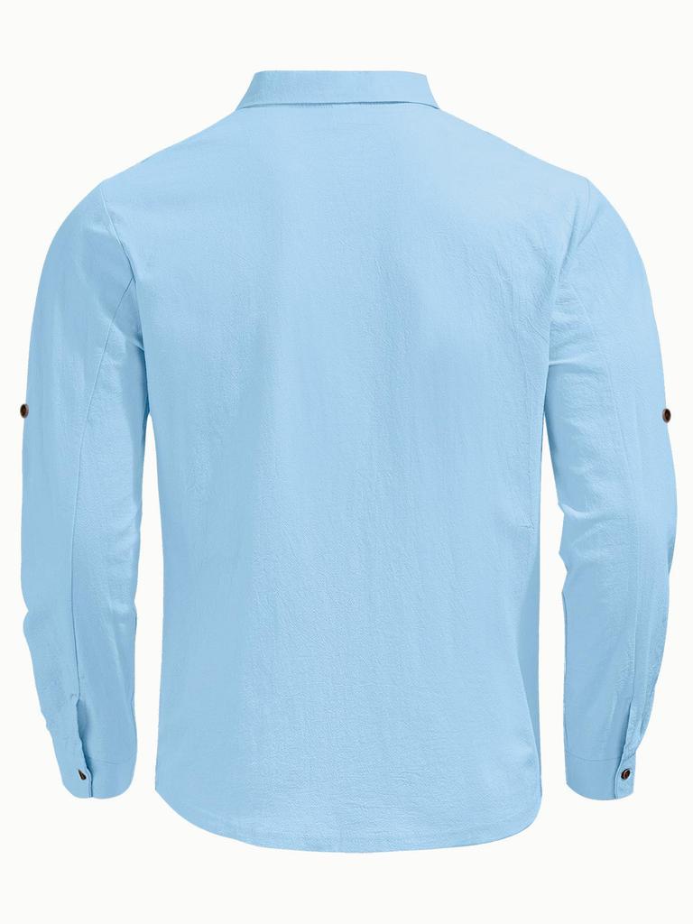 2025 Summer Linen Men's Short Sleeve & Long Sleeve Cardigan Casual Button-Down Beach Shirt