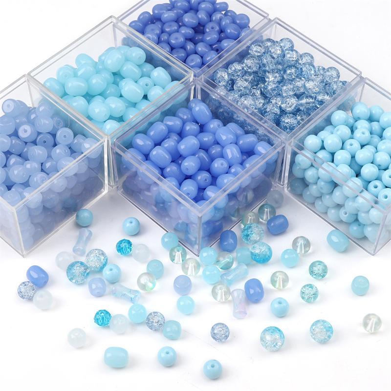 20pcs Blue Color Crystal Glass Loose Space Beads for Bracelet Necklace DIY Jewelry Craft Making Beads