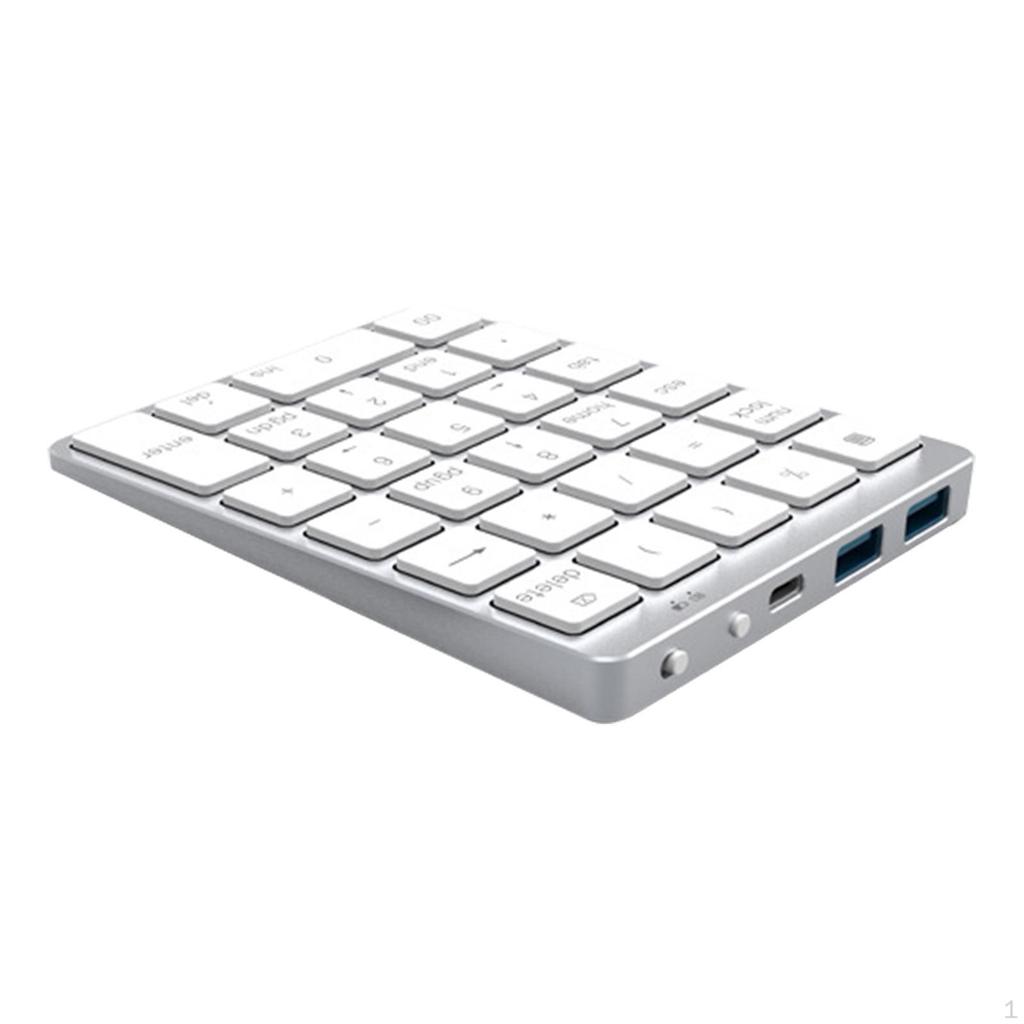 Bluetooth Numeric Keypad External Number Pad with USB3.0 Hub for Desktop