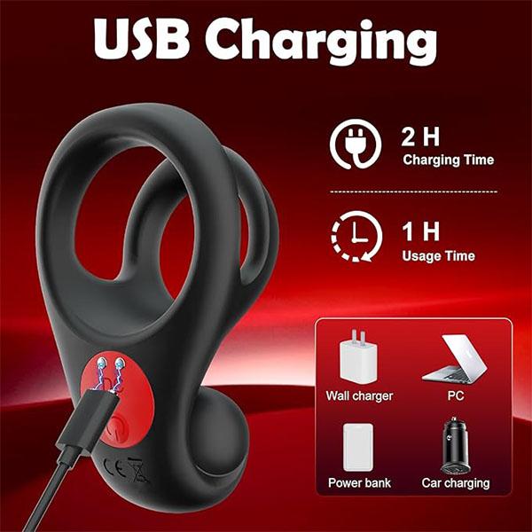 Vibrating Cock Ring with Clitoral Stimulator, Dual Penis Ring Vibrators for Longer Lasting Stronger Adult Sex Toys for Men Women Pleasure
