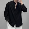 Mens Casual Solid Color Stand Collar Long Sleeve Shirt
