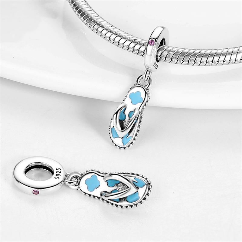 Original Copper Charms Luxury Earth Slippers Pendant Beads Fit Bracelet Diy Women Making Delicate Gift