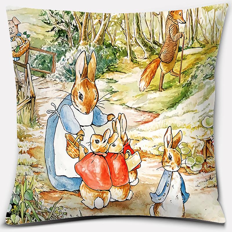 Cute Cartoon Rabbit Printing Series Pattern Pillowcase Square Pillowcase Home Office Decoration Pillowcase