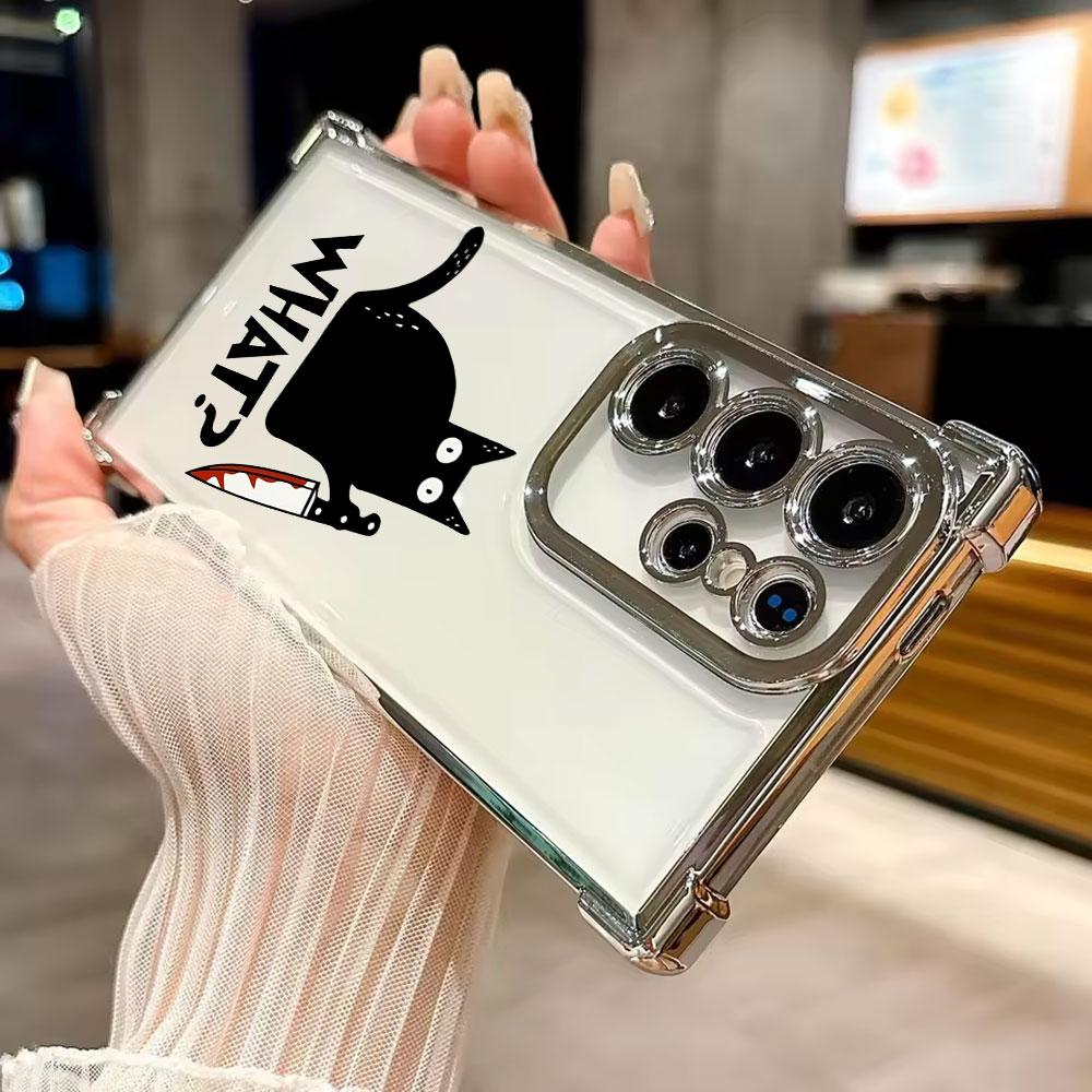 Terrifying Black Cat Knife Funda For Samsung S26 Ultra Phone Case For Galaxy S25 FE S26 S24 S23 S22 S21 Ultra S20 Plus 5G Cover