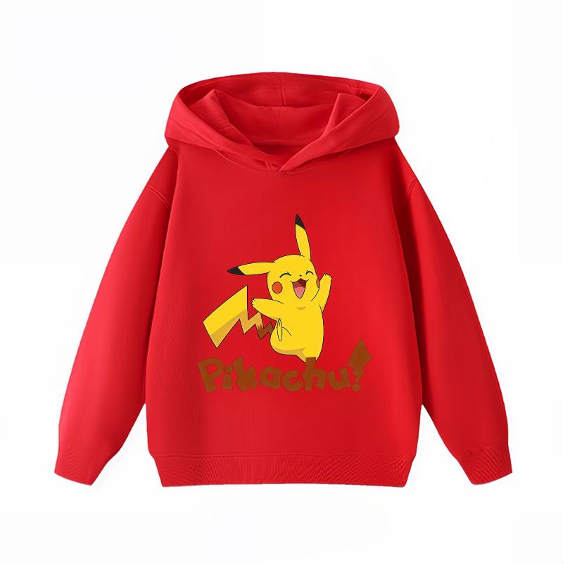 New Arrival Pikachu Print Kids Hoodie, Unisex Boys Girls Clothes, Warm Hooded Sweatshirt for Autumn Winter