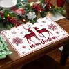 Linen Christmas Placemats Santa Claus Elk Table Mats Christmas Decorations for Home 2025 Xmas Navidad Noel New Year Table Decor